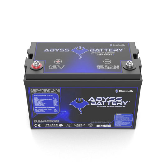 Abyss® | Dual Purpose Lithium Marine Battery | Model AB-12V150-BT | Group 31 | Voltage 12V 150Ah | 150A BMS | Bluetooth | Built-In Heating | IP65 Waterproof