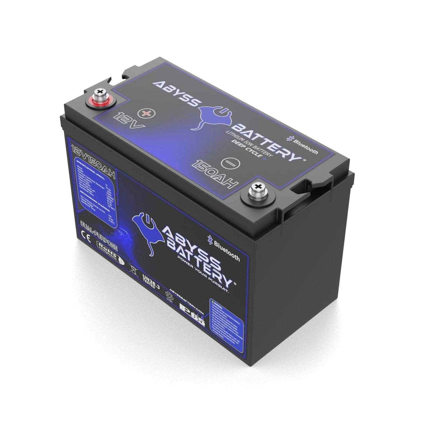 Abyss® | Dual Purpose Lithium Marine Battery | Model AB-12V150-BT | Group 31 | Voltage 12V 150Ah | 150A BMS | Bluetooth | Built-In Heating | IP65 Waterproof