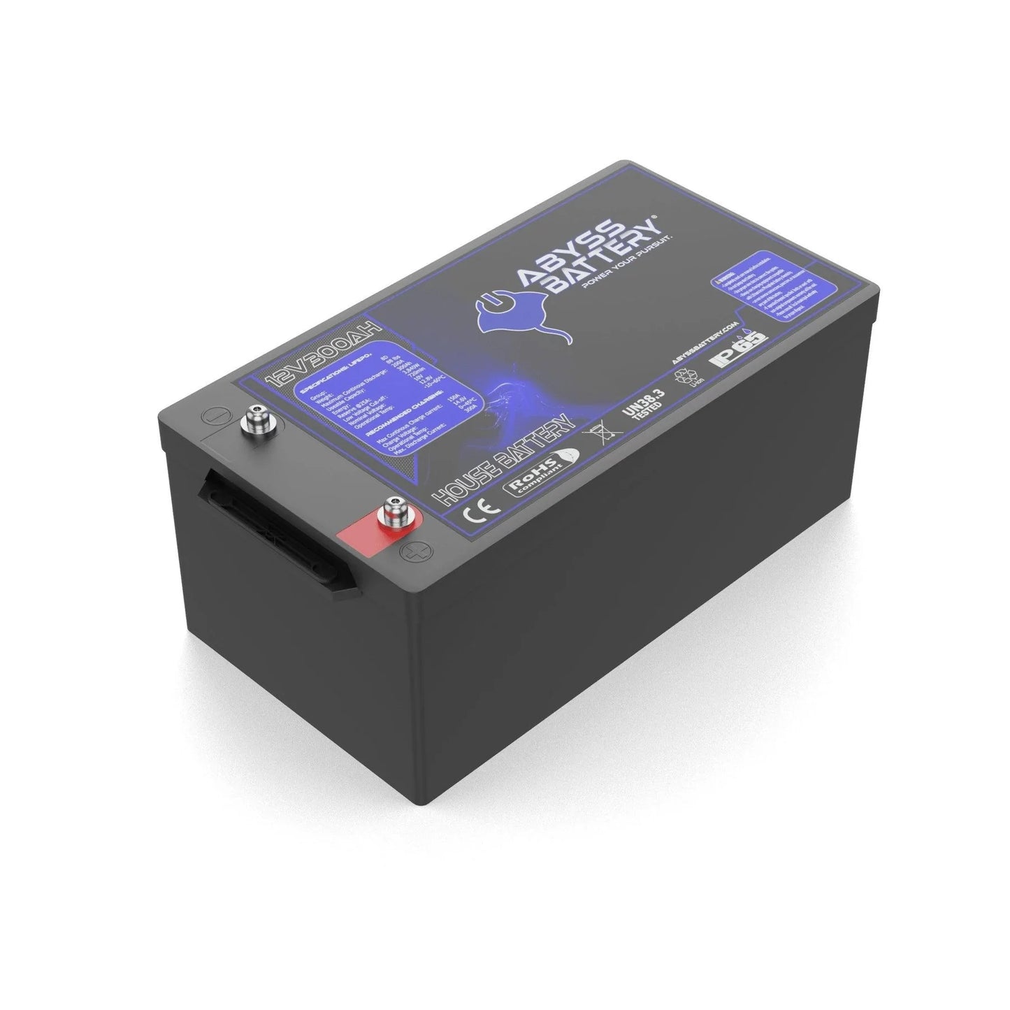 Abyss® | Off-Grid™ Marine House Battery | Model AB-12V300 | Group 8D | 12V 300Ah | 1000A Peak | Bluetooth BMS | Built-In Heating | IP65 Waterproof