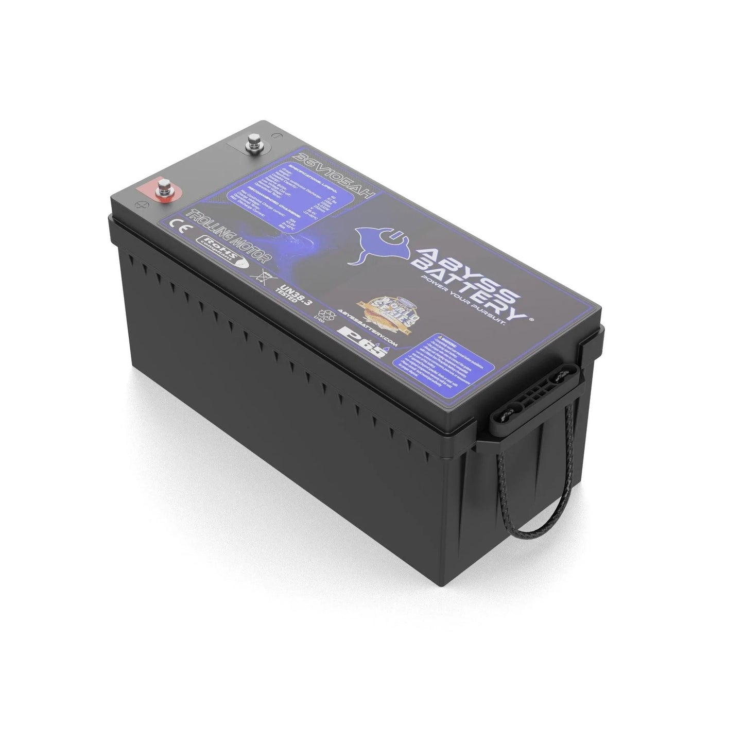 Abyss® | Lithium Trolling Motor Battery | Model AB-36V105-BT | Voltage 36V 105Ah | Group 4D | Bluetooth BMS | Built-In Heating | IP65 Waterproof