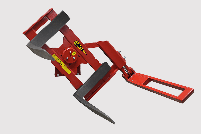 Wifo Equipment Rotating Pallet Fork | Model K53A-O Series | Folding Side Arm | Capacity 5500 LBS - 7700 LBS | 48" Long | For Skid Steer