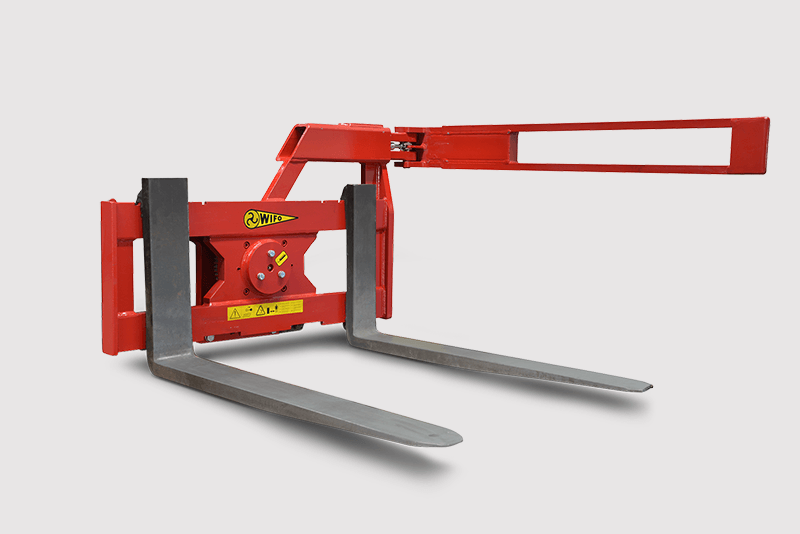 Wifo Equipment Rotating Pallet Fork | Model K53A-O Series | Folding Side Arm | Capacity 5500 LBS - 7700 LBS | 48" Long | For Skid Steer