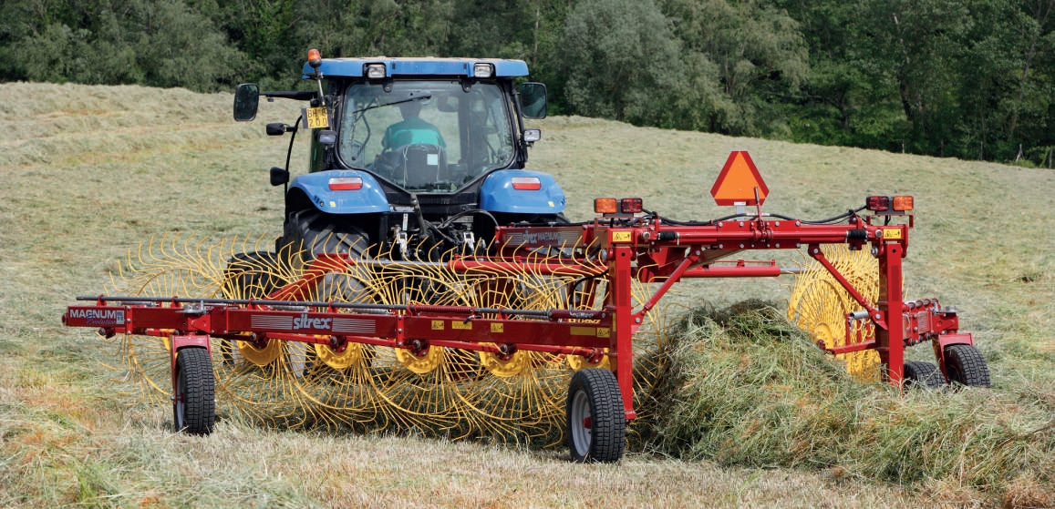Sitrex | Inline Hay Magnum Evolution 'V' Rakes | Model MKE10-60 To MKE20-60 | Working Width 21'3" To 38'3" | Horsepower 30 HP To 55 HP | For Tractors
