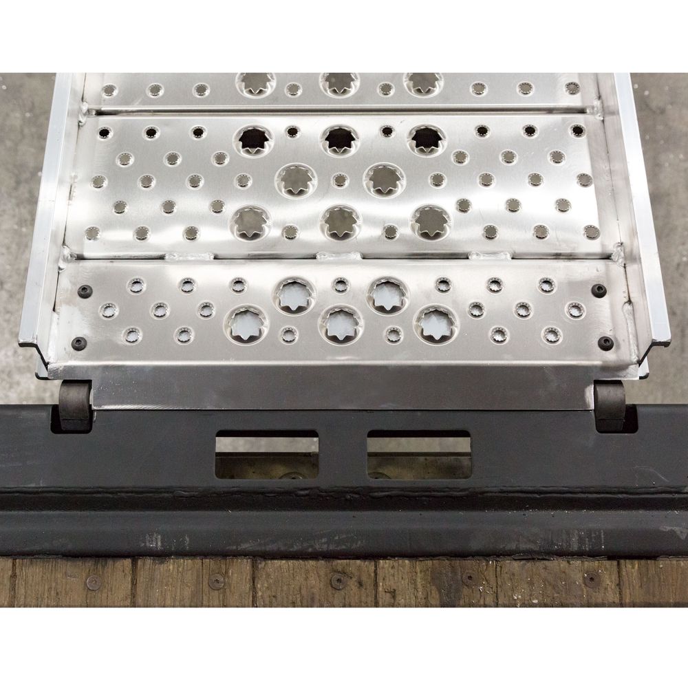 Heavy Duty Ramps Aluminum Punch Plate Walk Ramp | Model 01-26-168-04-WALK-P | Size 14' L x 26" W | Capacity 1,250 lb. | Horsepower 23 HP | For Safe Foot Traffic & Trucks