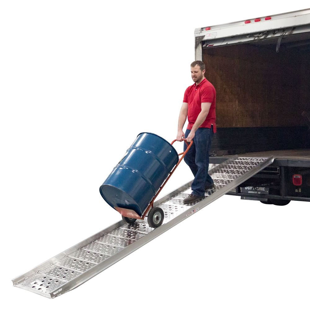 Heavy Duty Ramps Aluminum Punch Plate Walk Ramp | Model 01-26-168-06-WALK-P | Size 14' L x 26" W | Capacity 1,250 lb. | Horsepower 23 HP | For Loading & Trucks