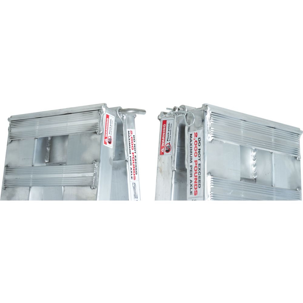 Heavy Duty Ramps Aluminum Folding Smart Car Trailer Ramps | Model 02-12-144-06-S | Size 12' L x 12" W | Capacity 2,000 lb Per Axle | Horsepower 23 HP | For Car Haulers & Trailers