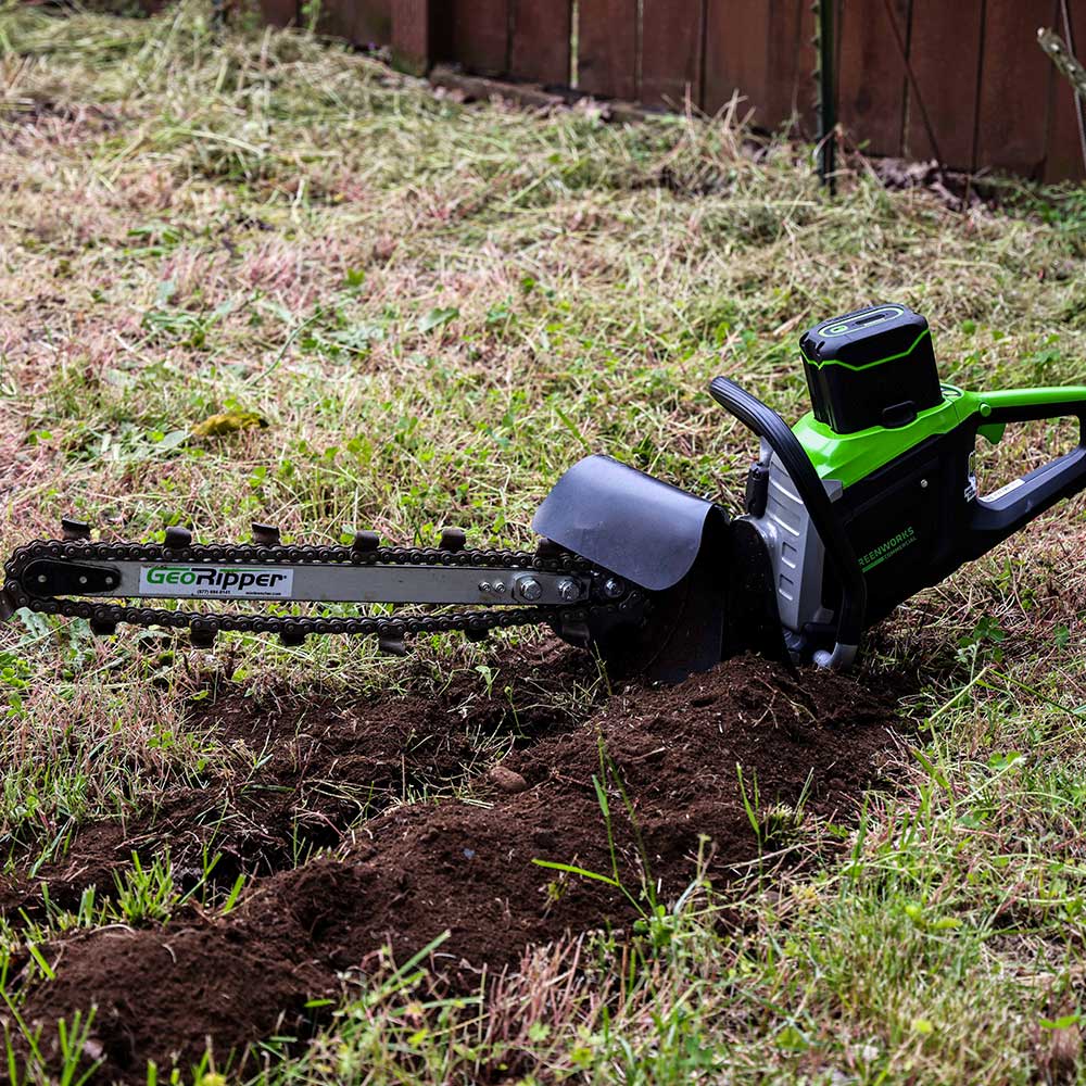 MiniTrencher GeoRipper | Model GREB500-GW | 20-In. Max Depth | 82V 8Ah Battery-Powered Trencher