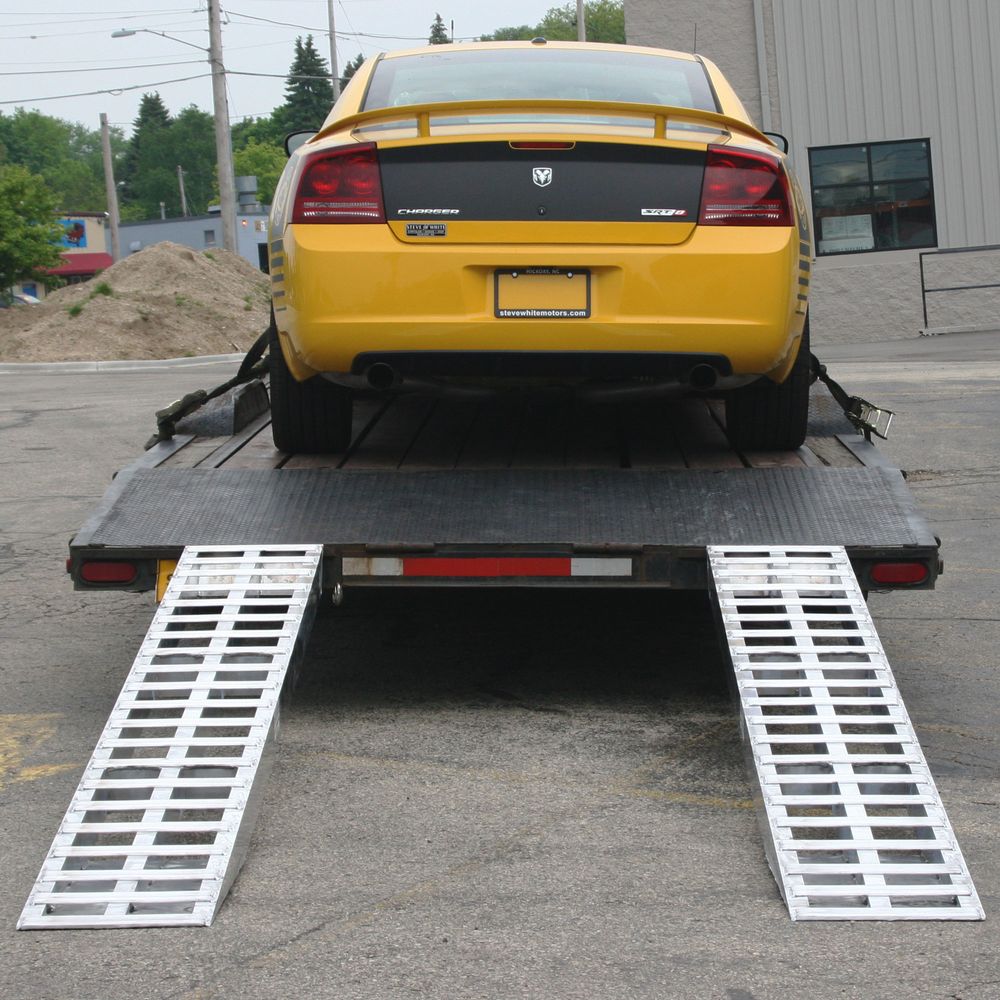 Heavy Duty Ramps Aluminum Car Trailer Ramps | Model 05-15-072-04-HD | Size 6' L x 15" W | Capacity 5,000 lb Per Axle | Horsepower 23 HP | For Car Haulers & Trailers