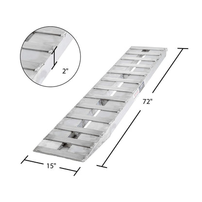 Heavy Duty Ramps Aluminum Car Trailer Ramps | Model 05-15-072-04-HD | Size 6' L x 15" W | Capacity 5,000 lb Per Axle | Horsepower 23 HP | For Car Haulers & Trailers