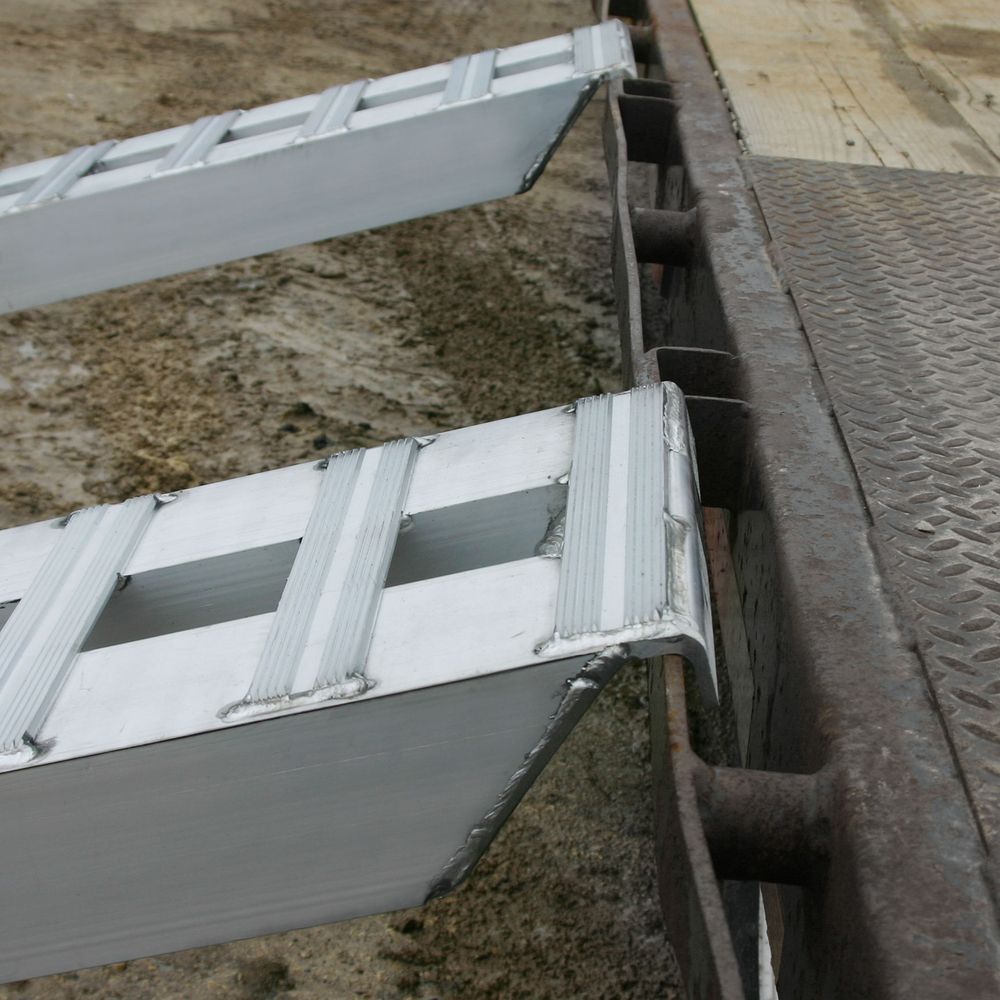 Heavy Duty Ramps Aluminum Car Trailer Ramps | Model 05-15-072-04-HD | Size 6' L x 15" W | Capacity 5,000 lb Per Axle | Horsepower 23 HP | For Car Haulers & Trailers
