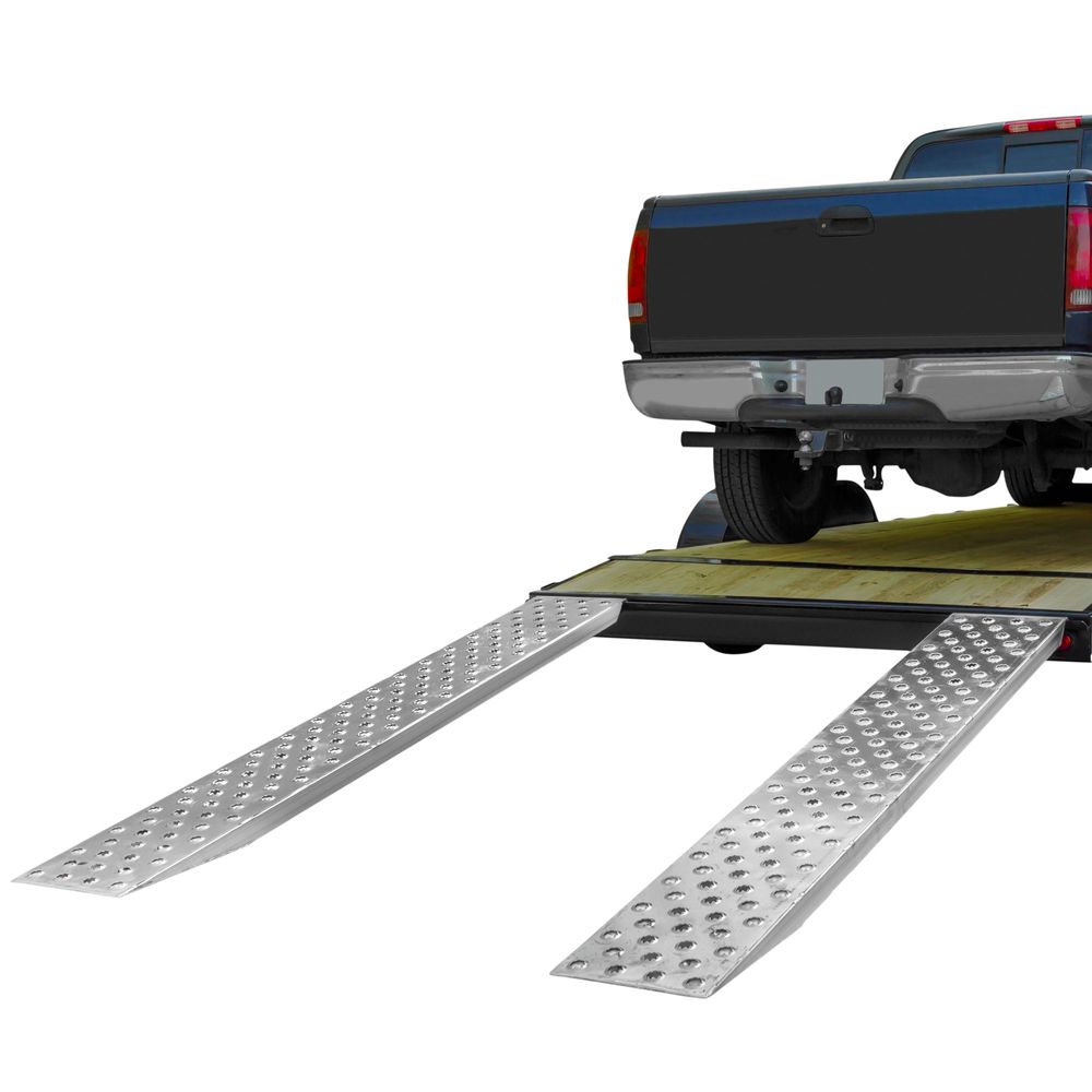 Heavy Duty Ramps EZ Traction Aluminum Car Trailer Ramps | Model 05-15-094-04-P | Size 7' 10" L x 15" W | Capacity 5,000 lb. Per Axle | Horsepower 23 HP | For Car, Truck & Trailers