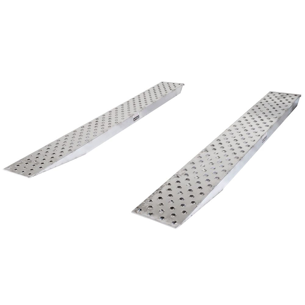 Heavy Duty Ramps EZ Traction Aluminum Car Trailer Ramps | Model 05-16-120-04-P | Size 10' L x 16" W | Capacity 5,000 lb. Per Axle | Horsepower 23 HP | For Car Haulers & Trailers