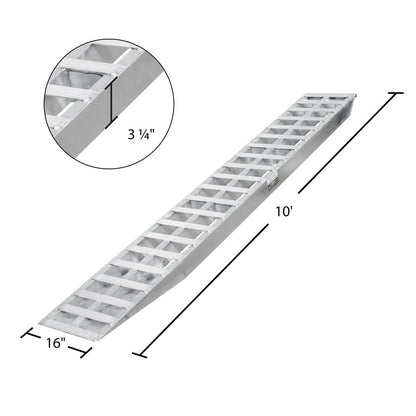 Heavy Duty Ramps Aluminum Car Trailer Ramps | Model 05-16-120-04 | Size 10' L x 16" W | Capacity 5,000 lb. | Horsepower 23 HP | For Truck & Trailers