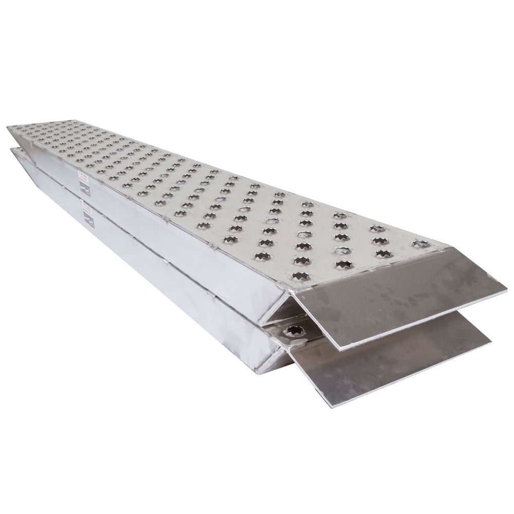 Heavy Duty Ramps EZ Traction Aluminum Car Trailer Ramps | Model 05-16-120-06-P | Size 10' L x 16" W | Capacity 5,000 lb. Per Axle | Horsepower 23 HP | For Car Haulers & Trailers