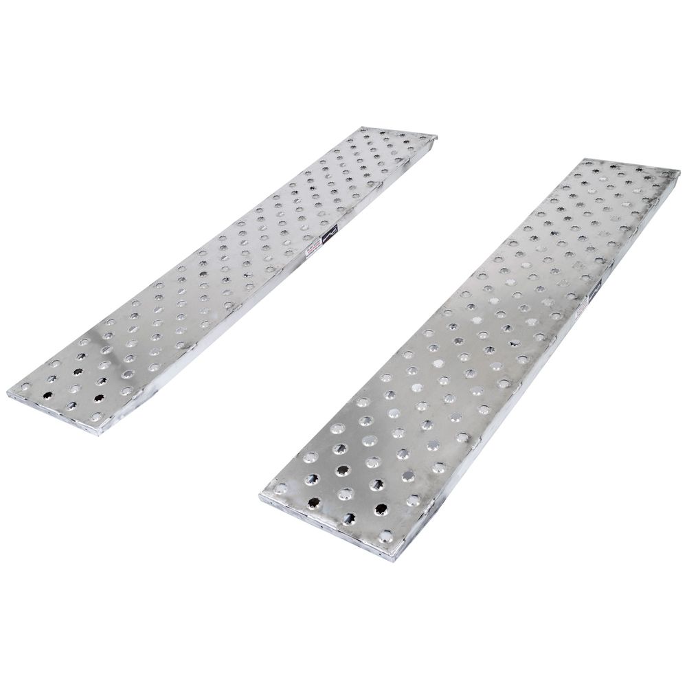 Heavy Duty Ramps EZ Traction Aluminum Car Trailer Ramps | Model 05-18-096-04-SP | Size 8' L x 18" W | 5,000 lb. Per Axle Capacity | Horsepower 23 HP | For Car Haulers & Trailers