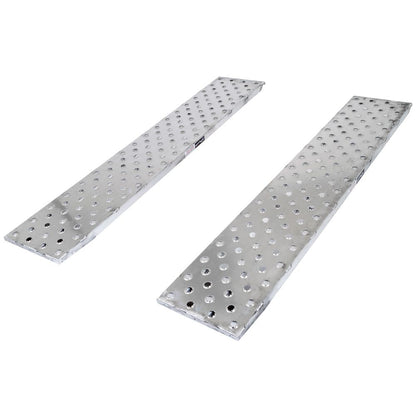 Heavy Duty Ramps EZ Traction Aluminum Car Trailer Ramps | Model 05-18-096-04-SP | Size 8' L x 18" W | 5,000 lb. Per Axle Capacity | Horsepower 23 HP | For Car Haulers & Trailers