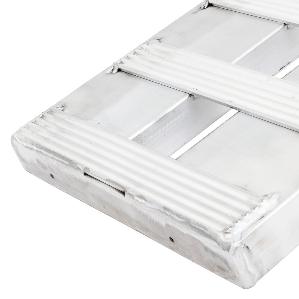 Heavy Duty Ramps Aluminum Car Trailer Ramps | Model 05-18-096-04-S | Size 8' L x 18" W | Capacity 5,000 lb. Per Axle | Horsepower 23 HP | For Car Haulers, Truck & Trailers