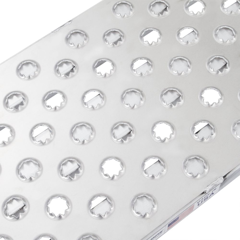 Heavy Duty Ramps Aluminum Roller-End Replacement Trailer Ramps | Model 05-18-099-03-E-P | Size 99" L x 18" W | Capacity 5,000 lb Per Axle | Horsepower 23 HP | For Car Haulers & Trailer