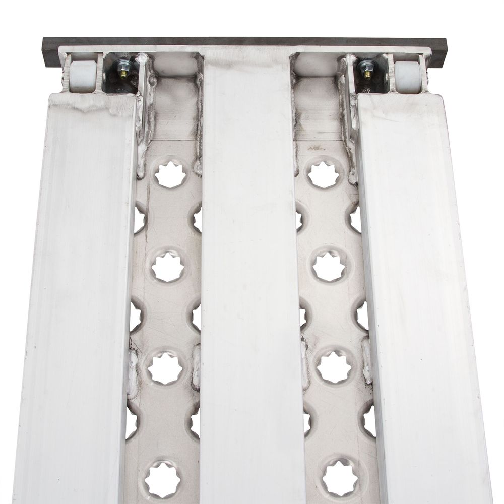 Heavy Duty Ramps Aluminum Roller-End Replacement Trailer Ramps | Model 05-18-099-03-E-P | Size 99" L x 18" W | Capacity 5,000 lb Per Axle | Horsepower 23 HP | For Car Haulers & Trailer