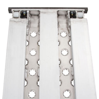 Heavy Duty Ramps Aluminum Roller-End Replacement Trailer Ramps | Model 05-18-099-03-E-P | Size 99" L x 18" W | Capacity 5,000 lb Per Axle | Horsepower 23 HP | For Car Haulers & Trailer
