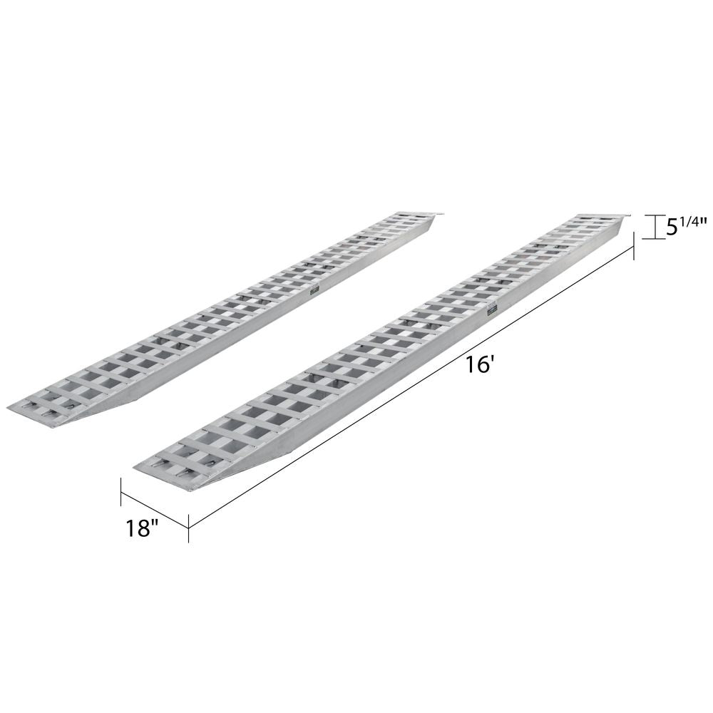 Heavy Duty Ramps Aluminum Car Trailer Ramps | Model 05-18-192-06 | Size 16' L x 18" W | 5,000 lb Per Axle Capacity | Horsepower 23 HP | For Car Haulers, Equipment Trailers & Flatbed Loading