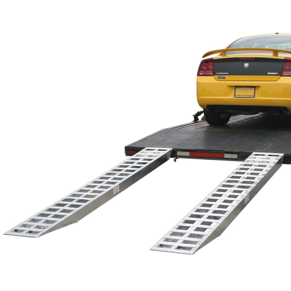 Heavy Duty Ramps Aluminum Car Trailer Ramps | Model 05-20-120-01 | Size 10' L x 20" W | Capacity 5,000 lb. Per Axle | Horsepower 23 HP | For Car Haulers & Trailers