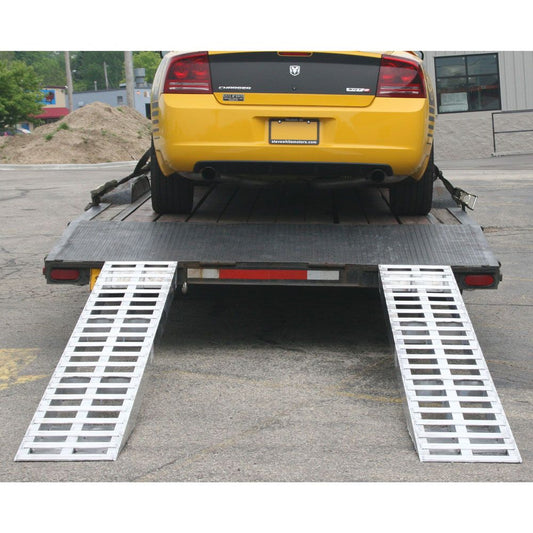 Heavy Duty Ramps Aluminum Car Trailer Ramps | Model 05-20-120-01 | Size 10' L x 20" W | Capacity 5,000 lb. Per Axle | Horsepower 23 HP | For Car Haulers & Trailers