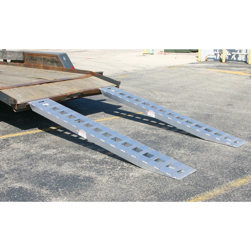 Heavy Duty Ramps Aluminum Car Trailer Ramps | Model 05-20-120-01 | Size 10' L x 20" W | Capacity 5,000 lb. Per Axle | Horsepower 23 HP | For Car Haulers & Trailers