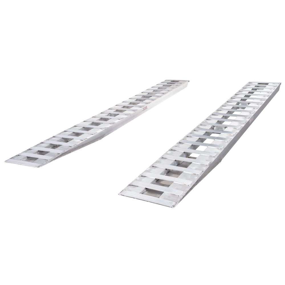Heavy Duty Ramps Aluminum Car Trailer Ramps, Hook End, Knife Foot | Model 05-20-120-04-LP-LOW | Size 10' L x 20" W | Capacity 5,000 lb. Per Axle | Horsepower 23 HP | For Trailer