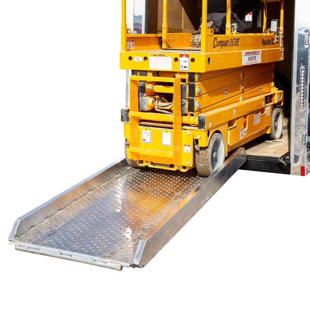 Heavy Duty Ramps Scissor Lift Loading Ramp | Model 05-34-096-06C-P | Size 8' L x 37" W | 5,000 lb. per Axle Capacity | Horsepower 23 HP | For Scissor Lifts, Utility Trailers & Equipment Haulers