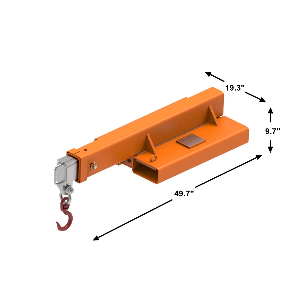 Landy Attachments Crane Jibs (Fixed & Tilt) | Capacity 5500–9900 lb | Short & Long Reach | 8-30 GPM | 2-5 Tons | For Forklifts, Skid Steers & Excavators