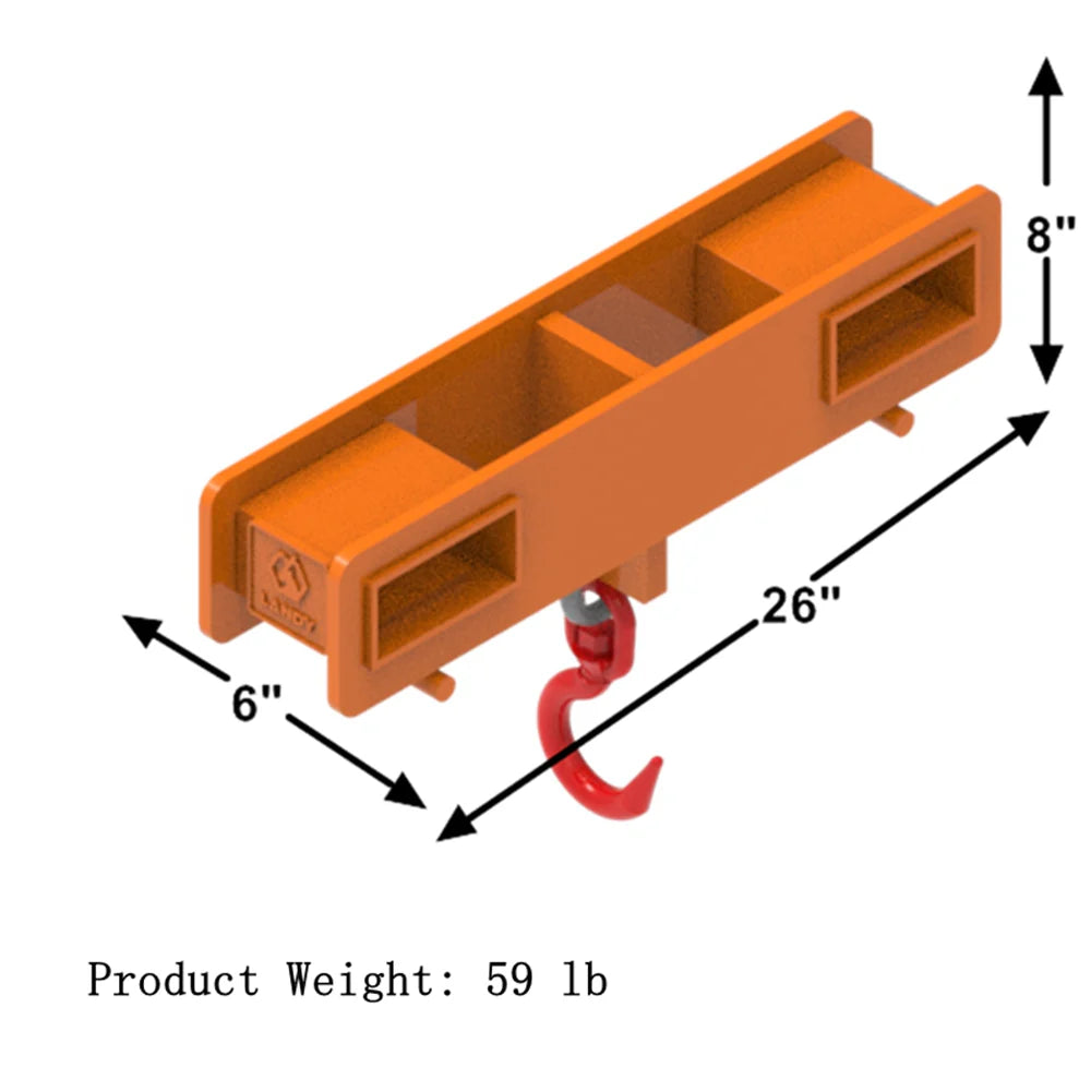 Landy Attachments Crane Jibs (Fixed & Tilt) | Capacity 5500–9900 lb | Short & Long Reach | 8-30 GPM | 2-5 Tons | For Forklifts, Skid Steers & Excavators
