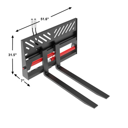 Landy Attachments Pallet Forks | Frame Width 48" | 16 GPM | For Skid Steers & Loaders