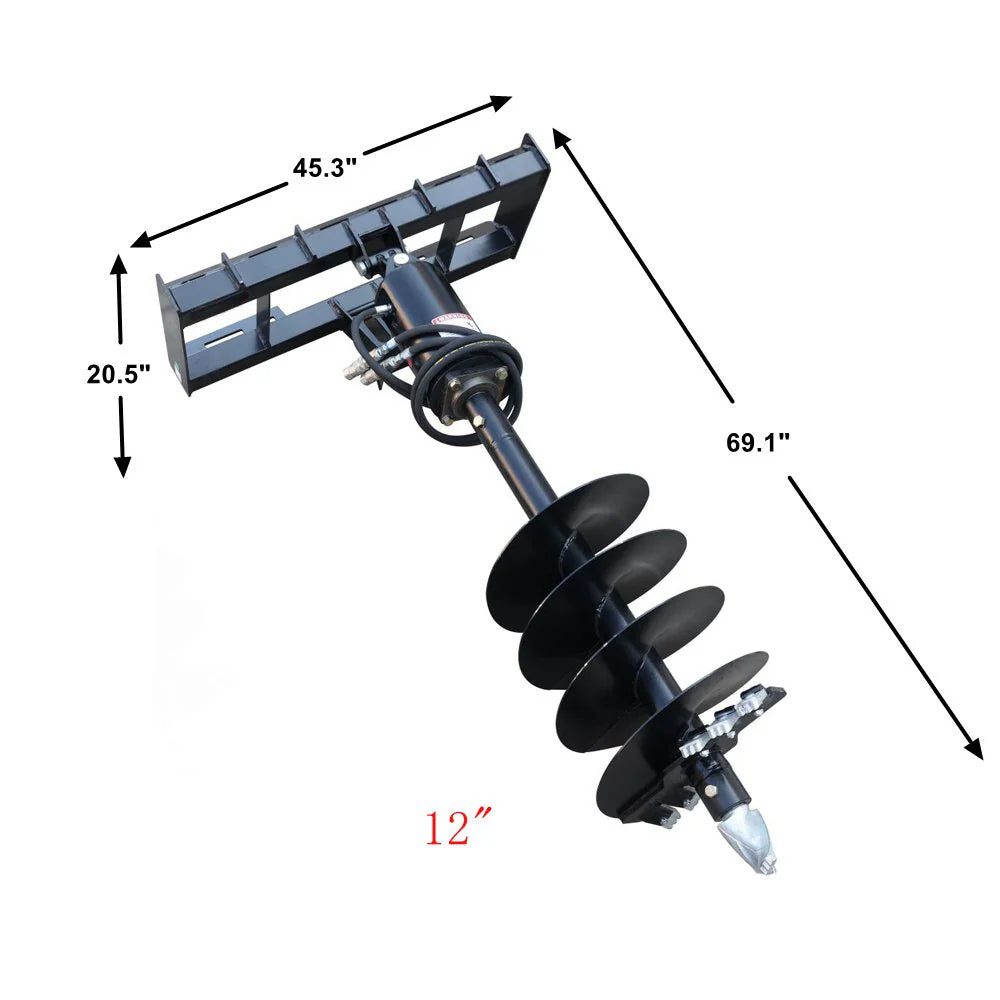 Landy Attachments Post Hole Auger Drive | Auger Diameters 12” & 18” | 11-20 GPM | 15-20 HP | For Skid Steers, ATVs, UTVs & Tractors