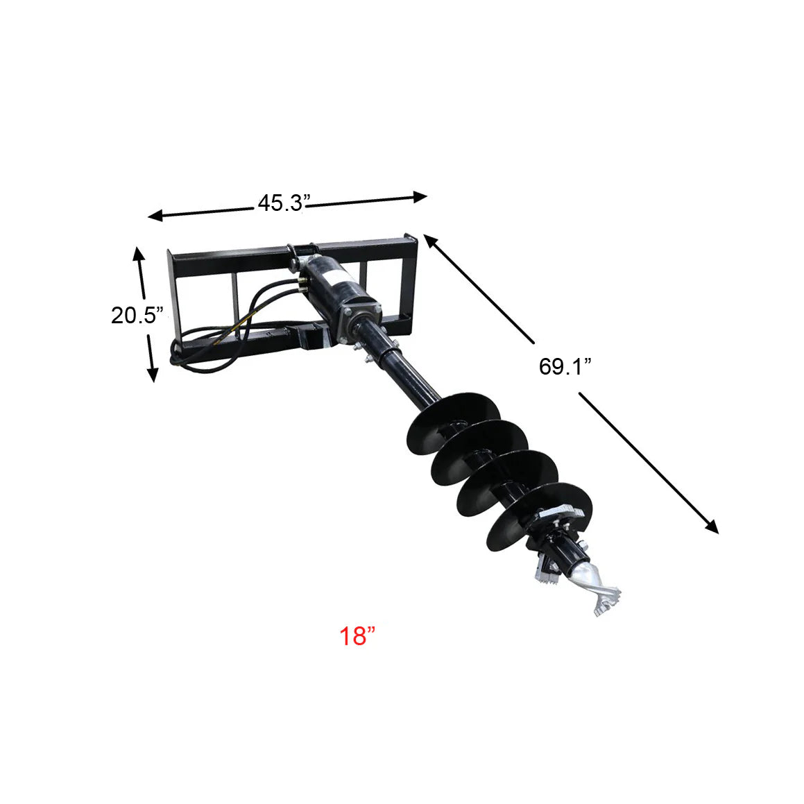 Landy Attachments Post Hole Auger Drive | Auger Diameters 12” & 18” | 11-20 GPM | 15-20 HP | For Skid Steers, ATVs, UTVs & Tractors