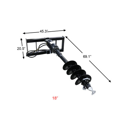 Landy Attachments Post Hole Auger Drive | Auger Diameters 12” & 18” | 11-20 GPM | 15-20 HP | For Skid Steers, ATVs, UTVs & Tractors