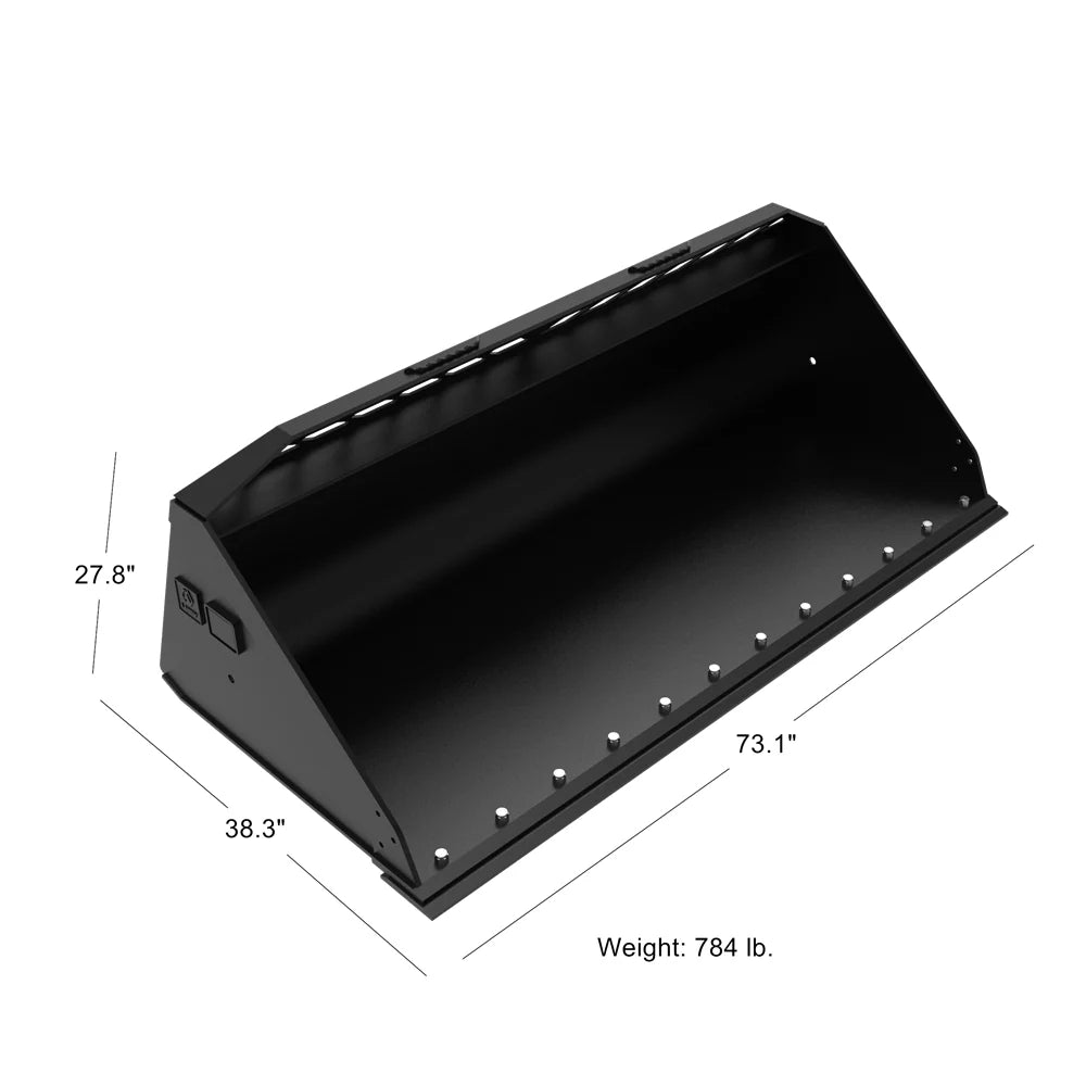 Landy Attachment HD Snow/Mulch Bucket | Bucket Width 72” | 12-25 GPM | 35-40 HP | For Skid Steers, Tractors, UTVs & Loaders