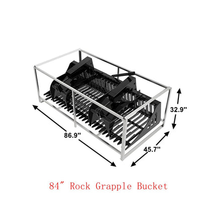 Landy Attachment Rock Grapple Bucket | Width 72" & 84" | 16 GPM | For Skid Steers