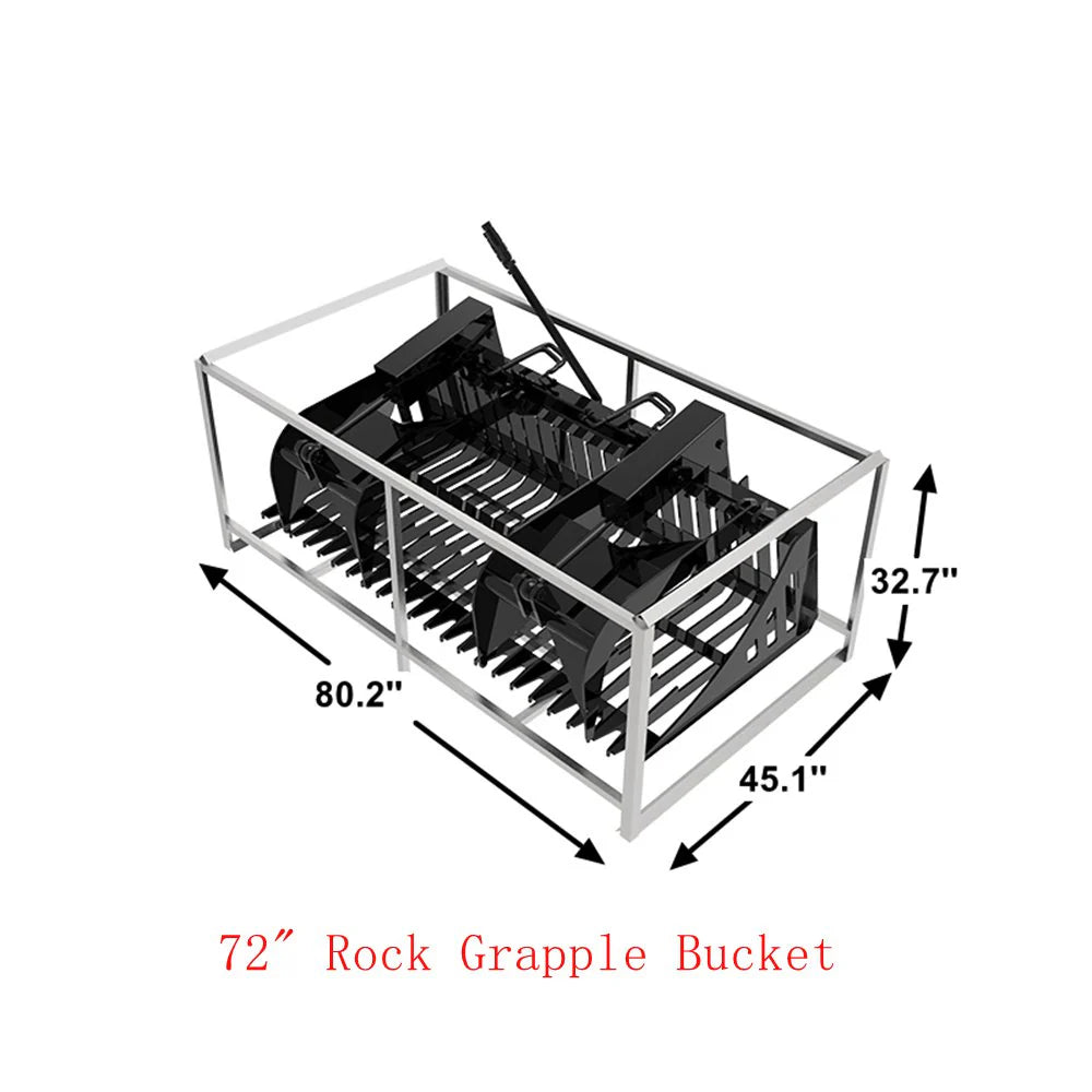 Landy Attachment Rock Grapple Bucket | Width 72" & 84" | 16 GPM | For Skid Steers