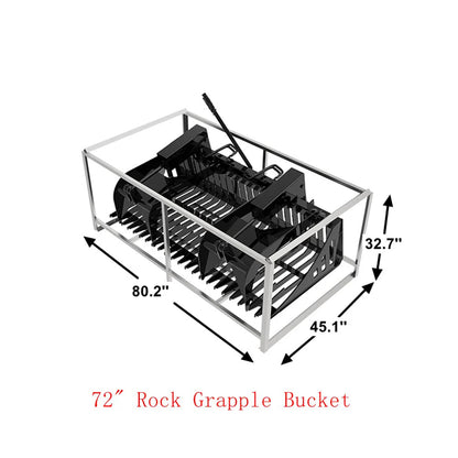 Landy Attachment Rock Grapple Bucket | Width 72" & 84" | 16 GPM | For Skid Steers