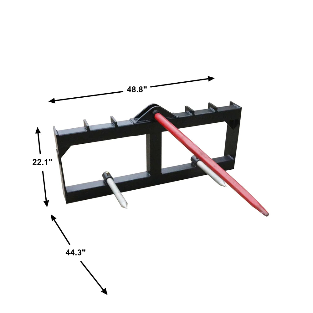 Landy Attachments Bale Spear | Model S-HS1240 | Frame Width 49" | 8-30+ GPM | 20-35 HP | For Skid Steers & Tractors