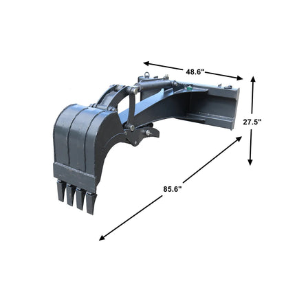 Landy Attachments Backhoe | Bucket Width 15" | 30-65 HP | 3-22 GPM | For Skid Steers, ATVs, UTVs & Tractors