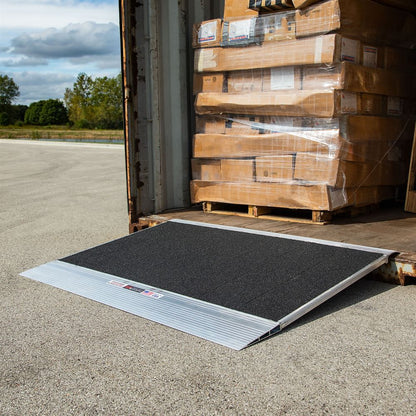 Heavy Duty Ramps Aluminum Shipping Container Ramp | Model 08-45-048-06-Grit | Size 48" L x 45" W | 8,000 lb, | Horsepower 23 HP | For Forklifts, Pallet Jacks, Hand Trucks