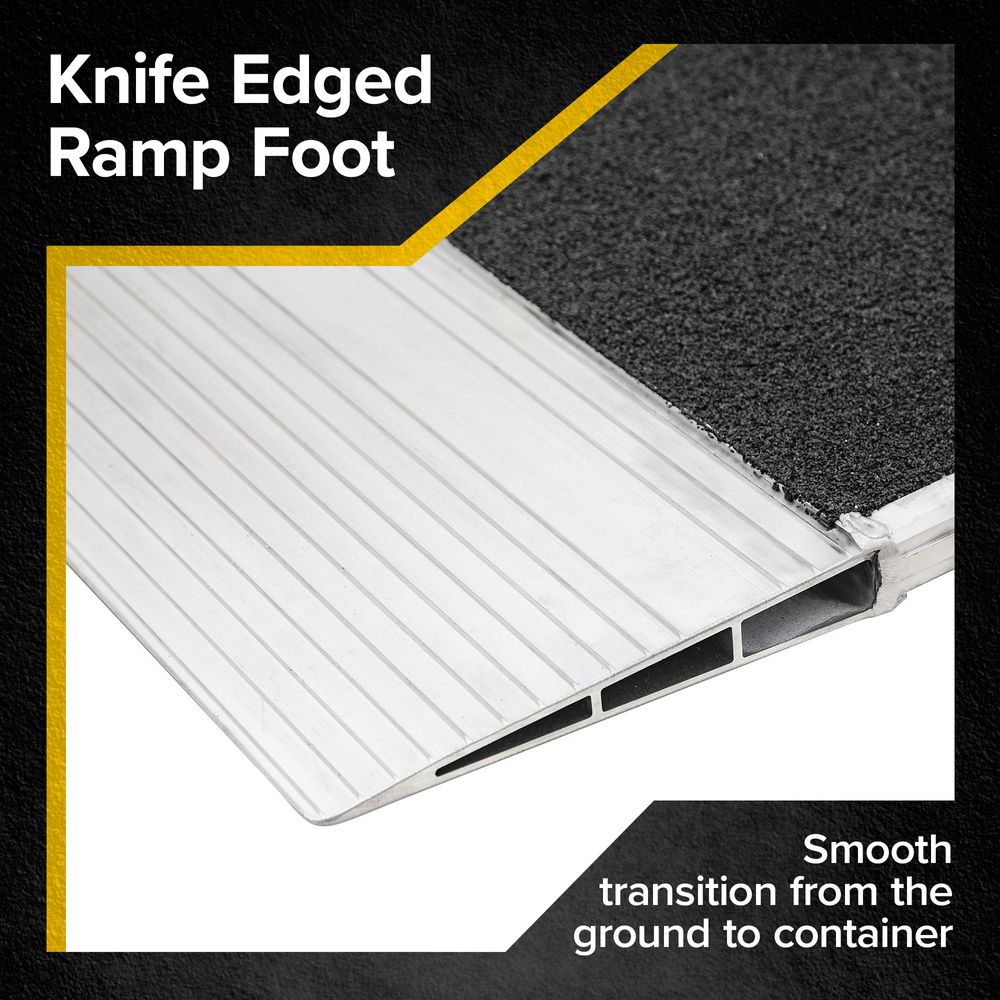 Heavy Duty Ramps Aluminum Shipping Container Ramp | Model 08-45-048-06-Grit | Size 48" L x 45" W | 8,000 lb, | Horsepower 23 HP | For Forklifts, Pallet Jacks, Hand Trucks