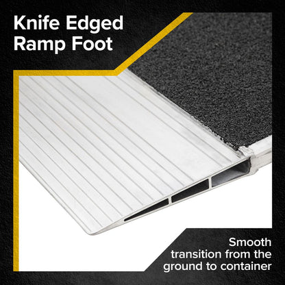 Heavy Duty Ramps Aluminum Shipping Container Ramp | Model 08-45-048-06-Grit | Size 48" L x 45" W | 8,000 lb, | Horsepower 23 HP | For Forklifts, Pallet Jacks, Hand Trucks