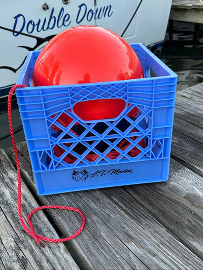 LT Marine Harpoon Line Ball & Basket | 200 ft Red Rope | 1000 lb Test #8 Sword Line | Compact Storage Crate | For Offshore Fishing Boats