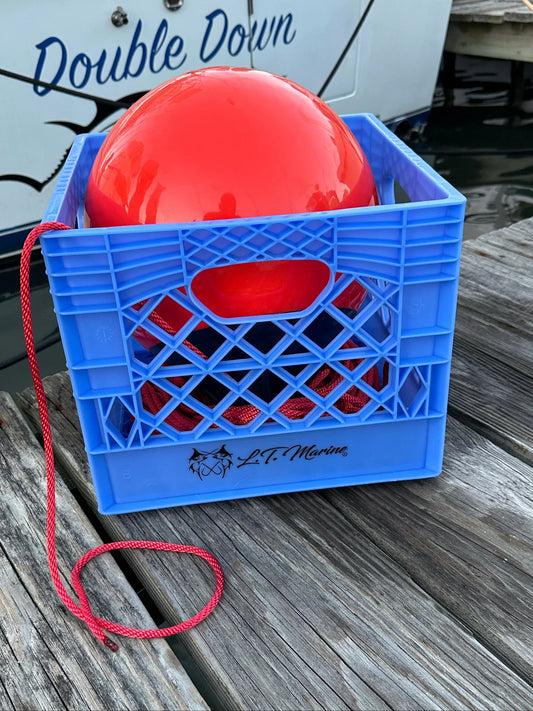 LT Marine Harpoon Line Ball & Basket | 200 ft Red Rope | 1000 lb Test #8 Sword Line | Compact Storage Crate | For Offshore Fishing Boats