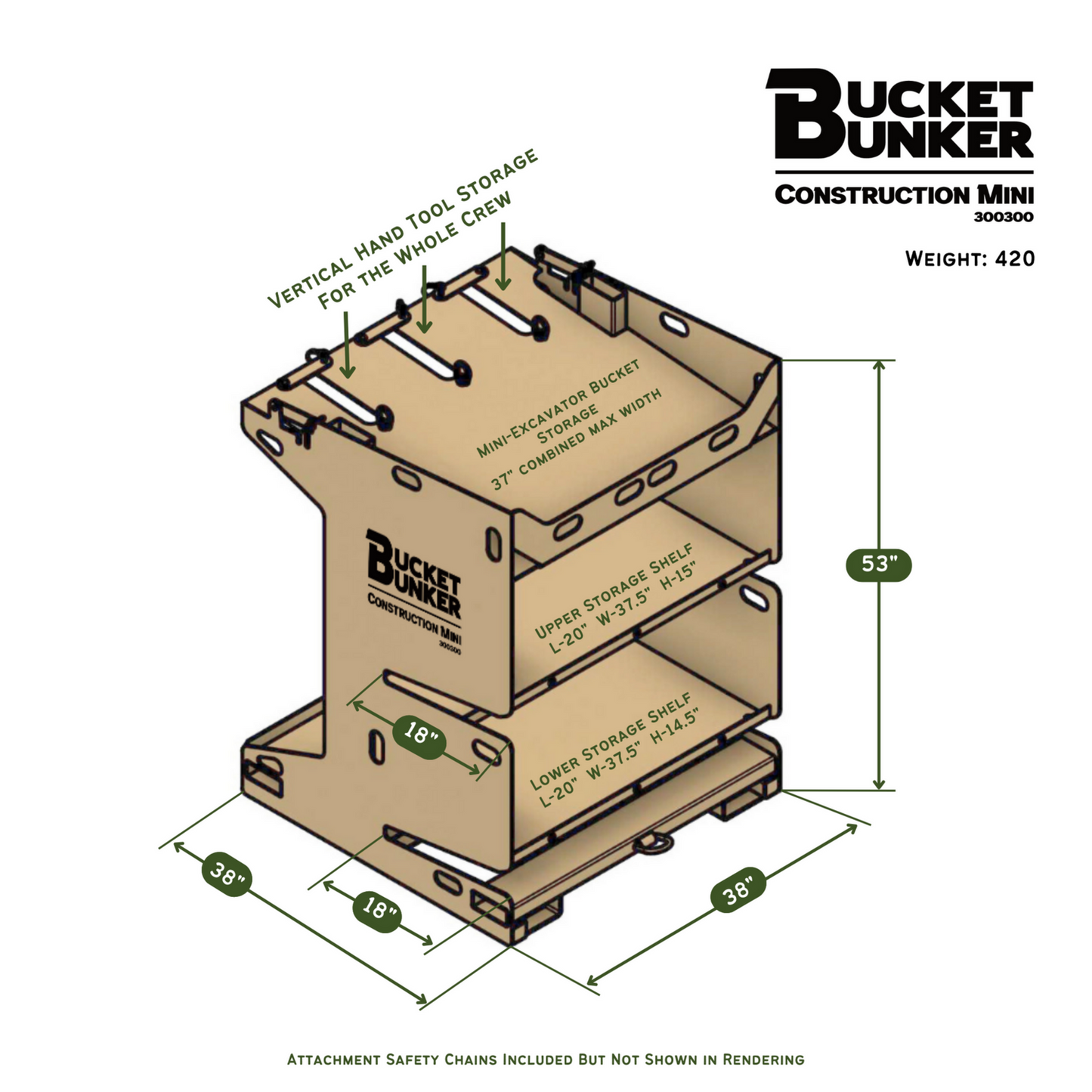 BUCKET BUNKER 300300 BUCKET BUNKER MINI CONTRUCTION/Auger Lite/AUGER-MINI FOR MINI SKID STEER