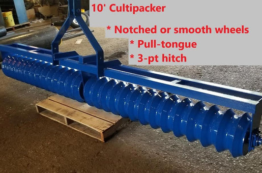 Ripping It Outdoors 10' Cultipacker | Width 120" | 40–60+ HP | 3-Point OR Pull Type OR Quick Attach | For Tractors