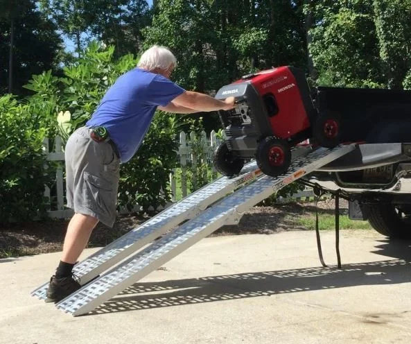 Black Widow Arched Folding Dual Runner ATV Ramps | Model AFP-9012-2 | Size 7'6" Length x 11.1" Width | Capacity 1,500 lb. | Horsepower 4 To 90+ HP | For ATV & UTV Loading